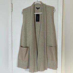 Lafayette 148 Vest With Faux Leather Pockets. %100 Wool. New With Tags SZ XL